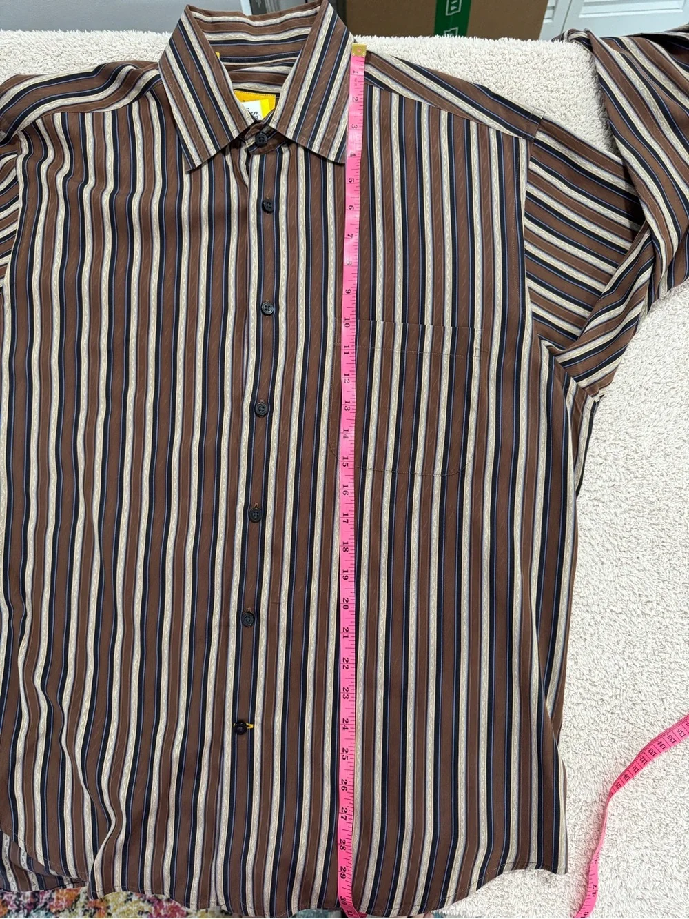 Robert Talbott Men’s L 100% Cotton Brown Cream Stripe Dress Shirt